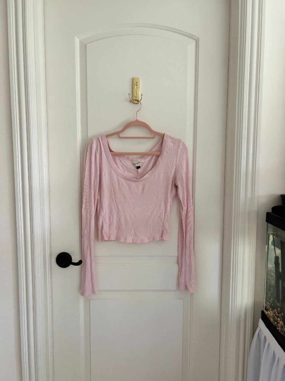 Pink Long Sleeve Crop Top